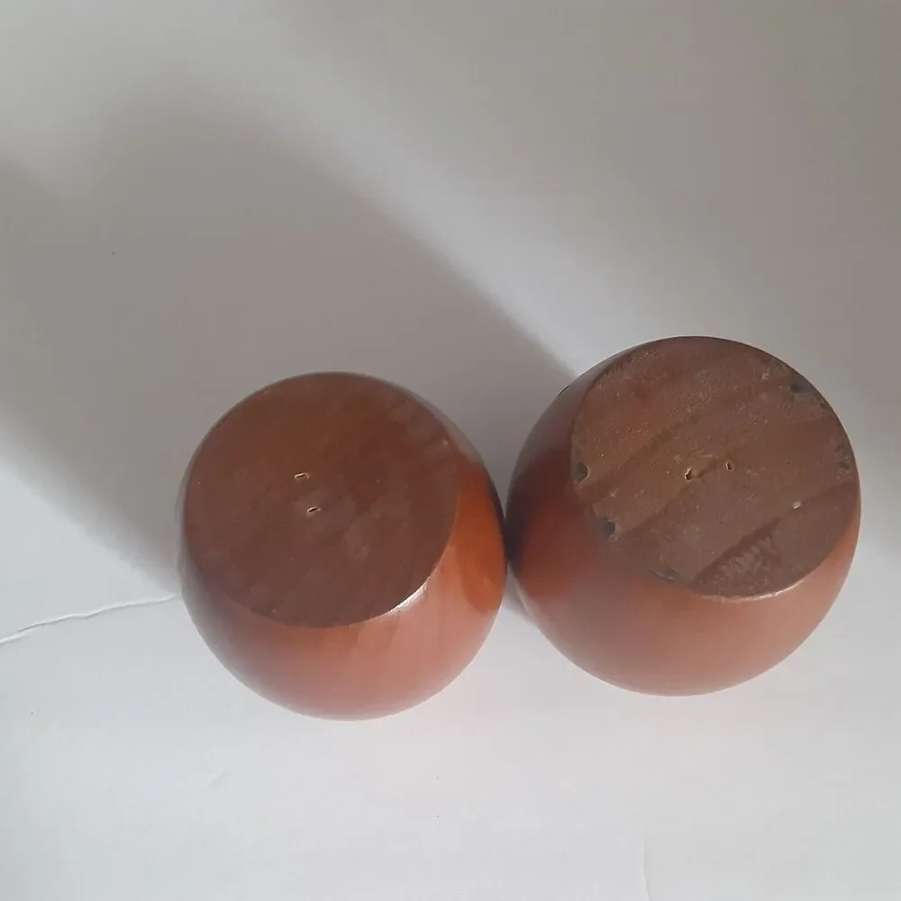 Vintage Wooden Candle Holders Japandi Scandinavian x 2